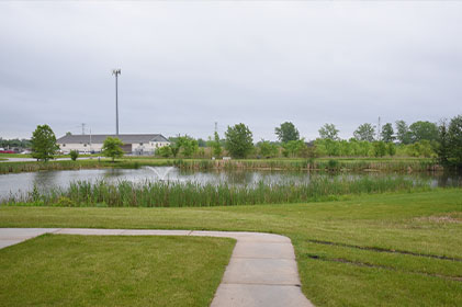 Pond with fountain