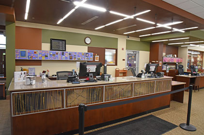 Front desk at library